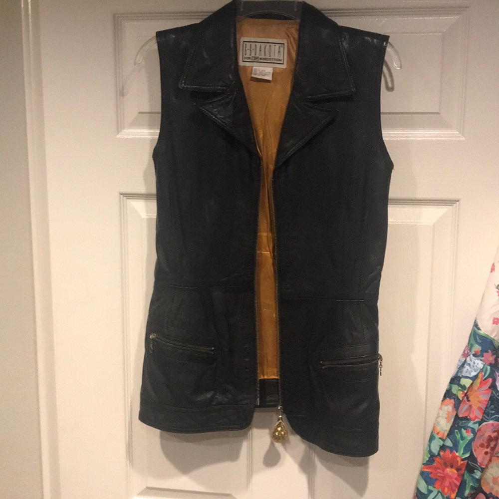 Vintage BB Dakota black leather vest